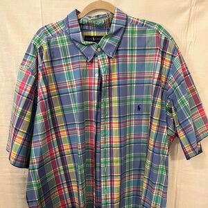 Ralph Lauren Casual Blue and Green Plaid Shirt